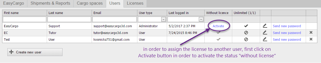 How to re-assign a license to another user - step 3