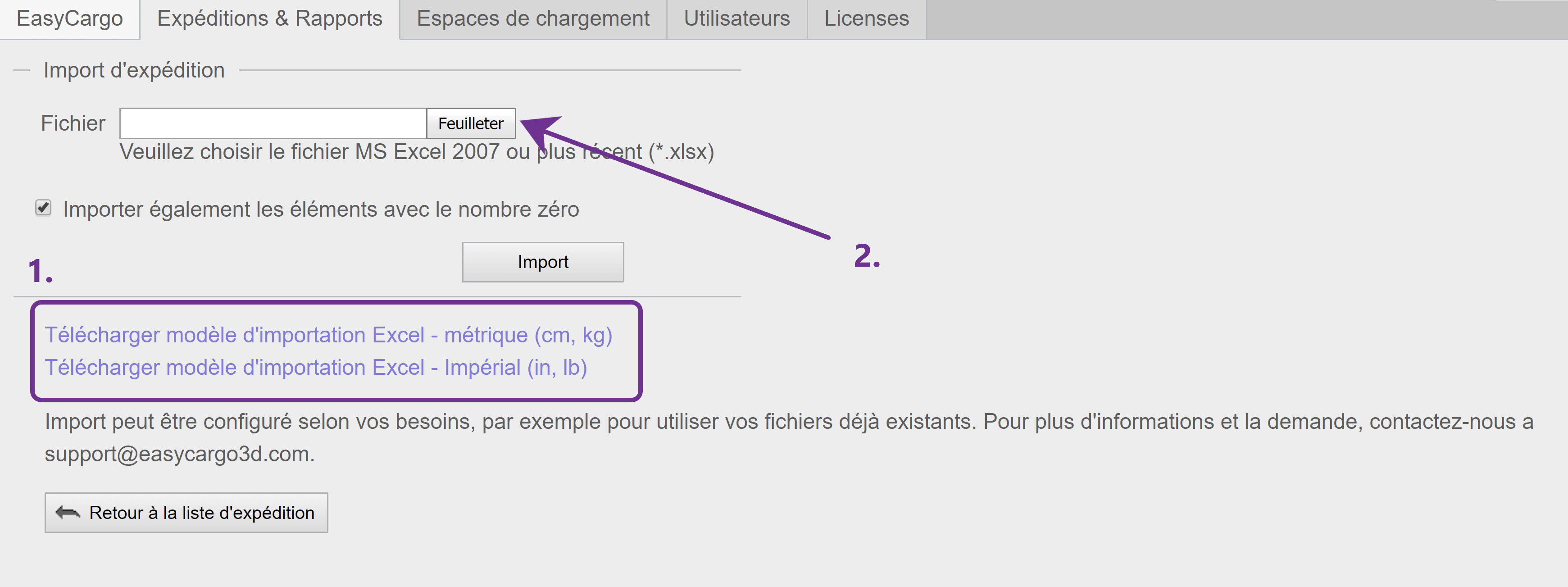 Importer les éléments depuis un fichier MS Excel dans EasyCargo Importer les éléments depuis un fichier MS Excel dans EasyCargo