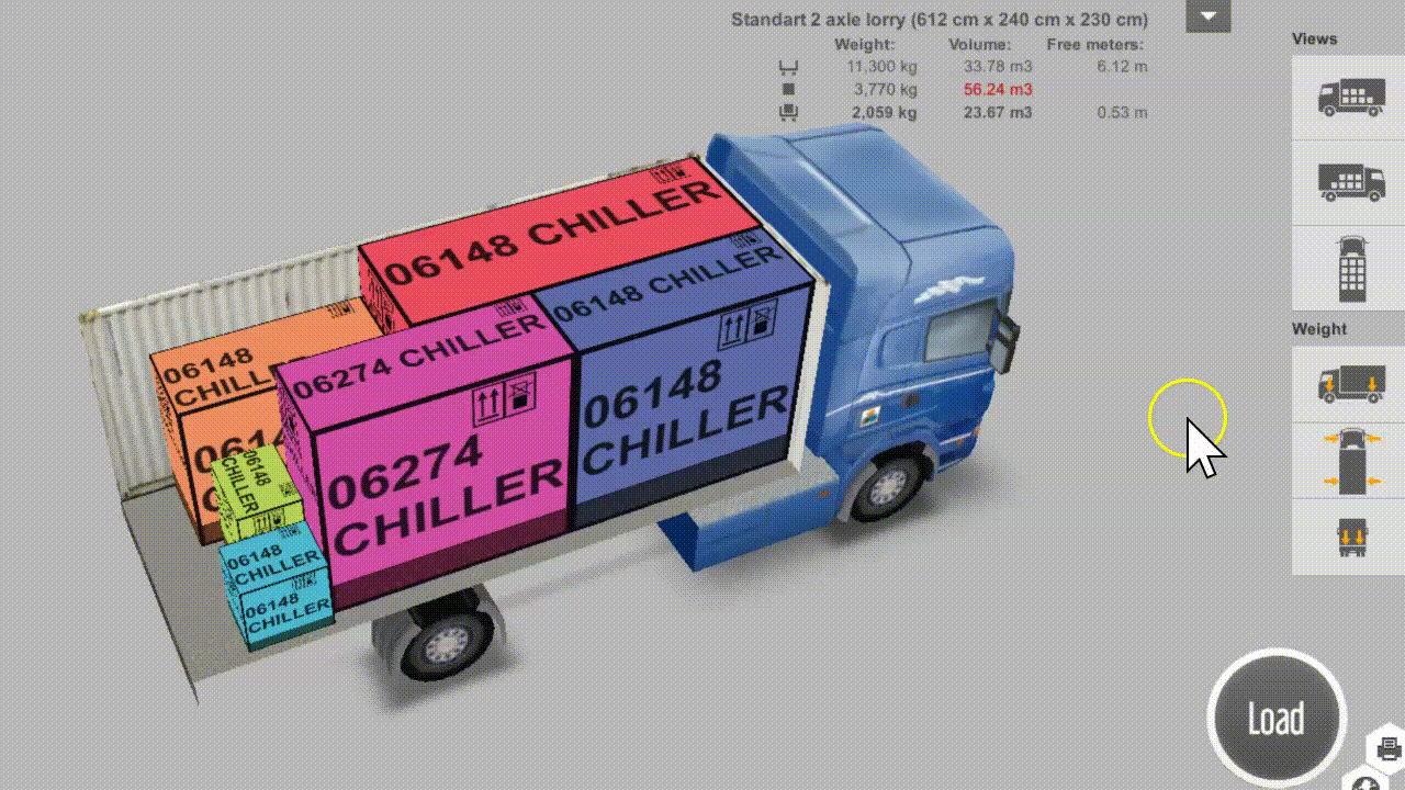 Improved view of the load in the EasyCargo loading software