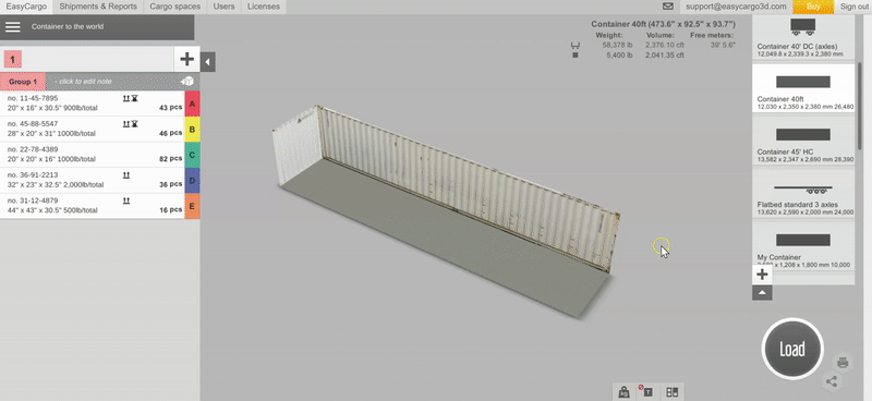 EasyCargo container packing software MS Excel