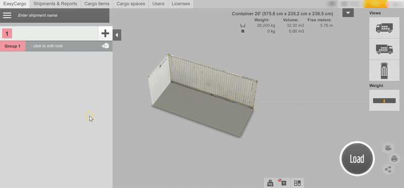 How to insert an item from the database into the load plan in EasyCargo truck loading calculator