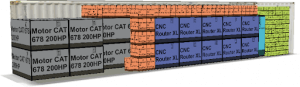 En el contenedor, los CNC Router XL no pueden ser volteables por sus características técnicas, por lo que EasyCargo los ordena con esta restricción