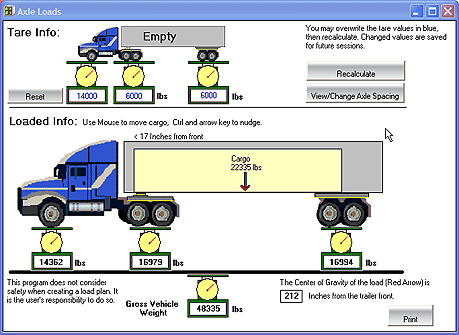 Axles load calculation in CargoWiz