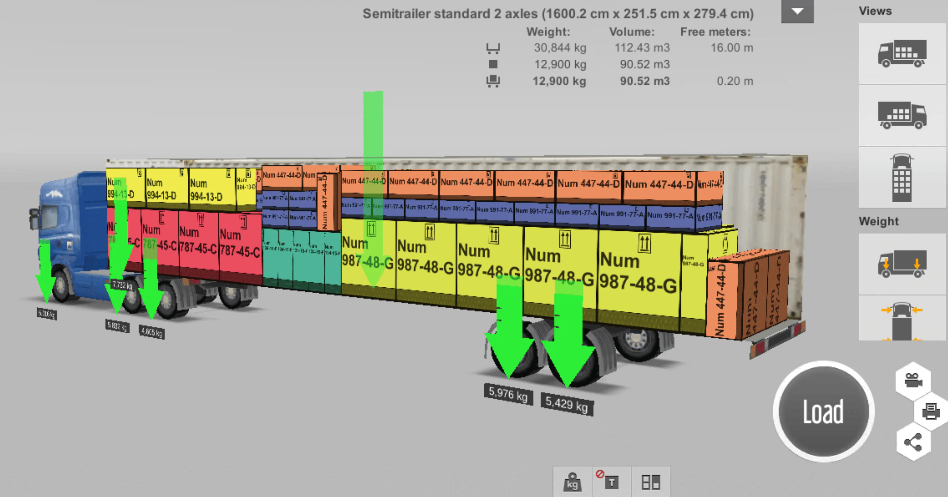 Axle weight limits in EasyCargo