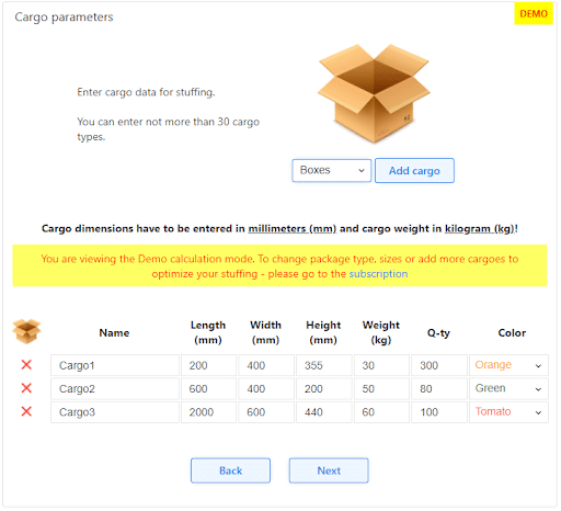 Very limited demo version of SeaRates application