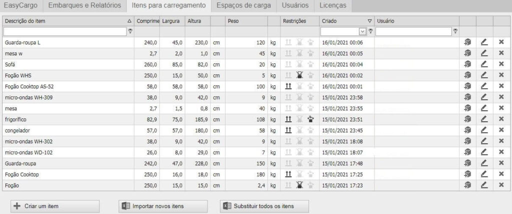 Como adicionar, importar e manter a base de dados de artigos de carga no software de carregamento de camiões e contentores EasyCargo