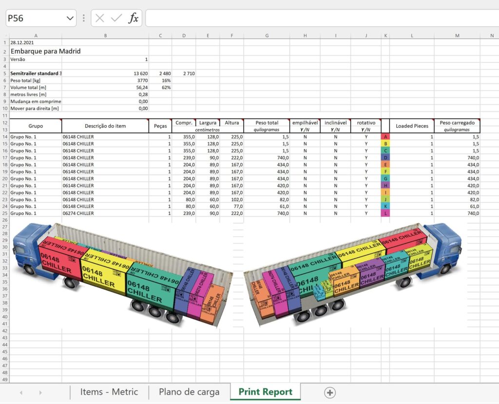 Imprimir relatório em formato Excel en EasyCargo