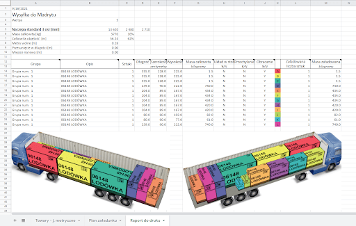 Raport do druku w formacie Excel