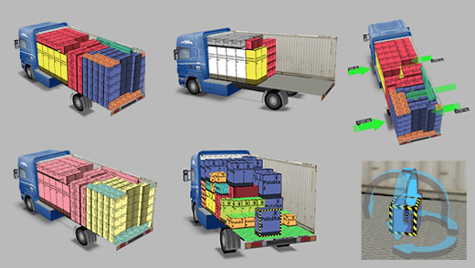 Visualization of the final container load plan in EasyCargo