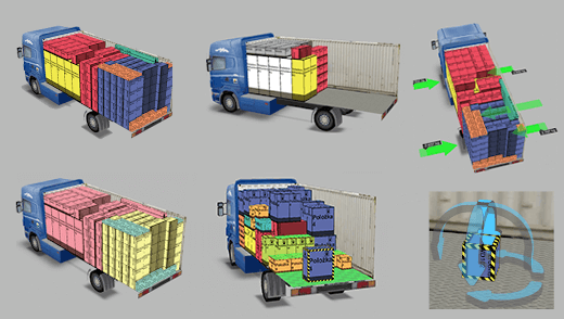 Visualização do plano de carga em 3D en EasyCargo