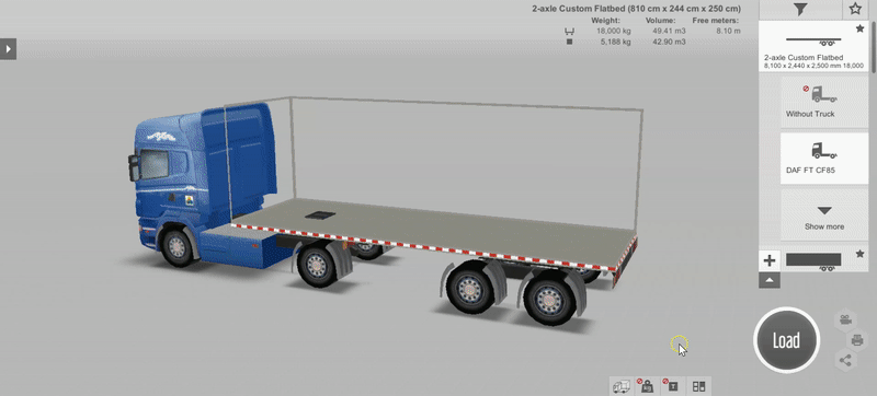 How to work with loading size layout adjustments in the calculator for load optimization EasyCargo