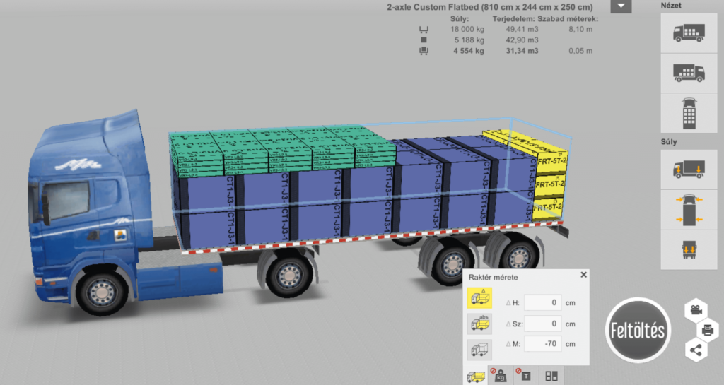 Hogyan lehet elérni a rakomány felrakását egymásra rétegezve az EasyCargo-ban