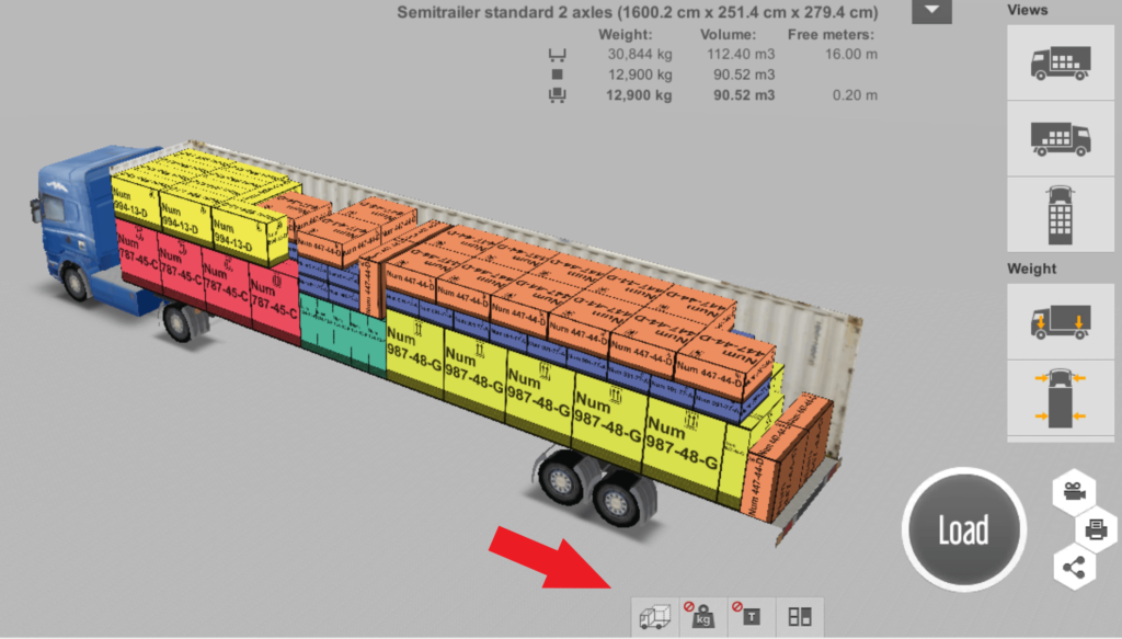 On ajustar la disposició de l'espai de càrrega a la calculadora per optimitzar la càrrega EasyCargo