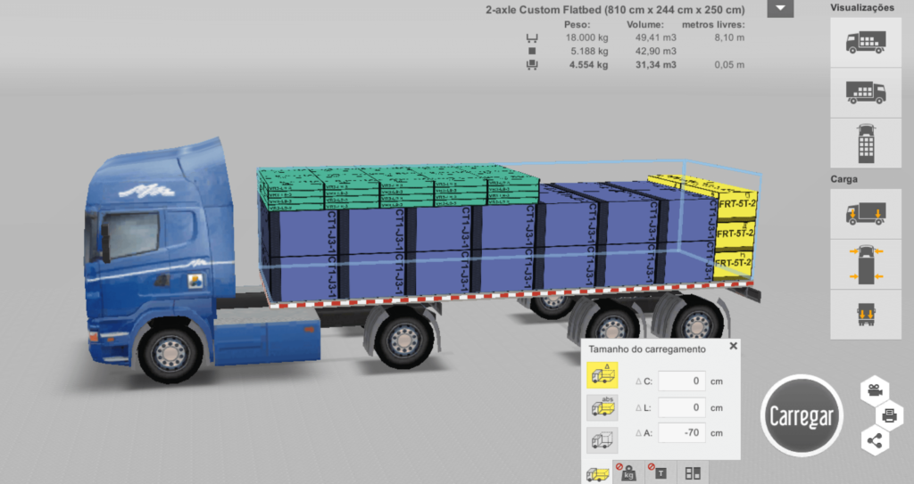 Como forçar o carregamento em camadas na calculadora de carregamento EasyCargo