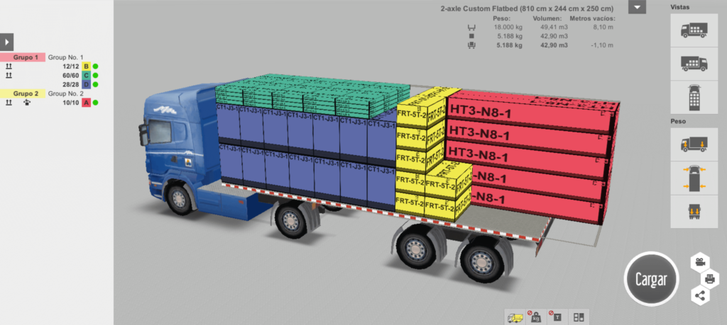 Crear voladizos en la calculadora de optimización de carga EasyCargo