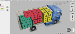 Une vue 3D du plan de chargement sous EasyCargo