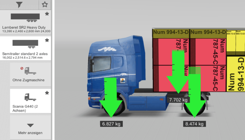 Setzen Sie eine Zugmaschine vor den Laderaum für eine optimale Lastberechnung