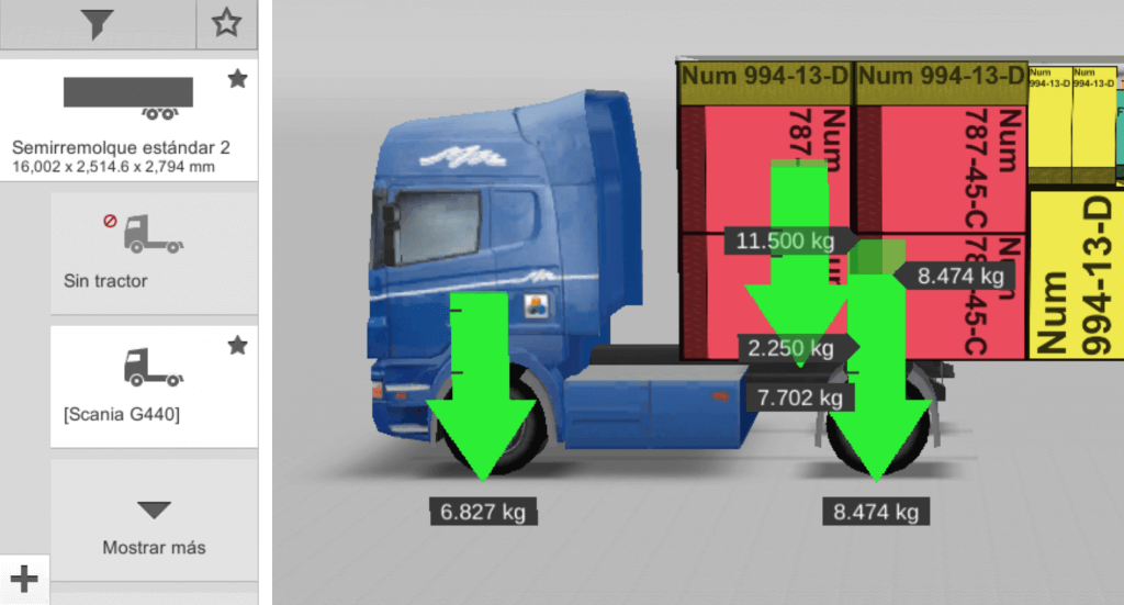 Añadir el camión al espacio de carga para calcular el peso óptimo