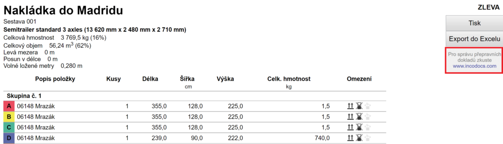 Partnerství s IncoDocs v aplikaci EasyCargo na finálním tiskovém reportu