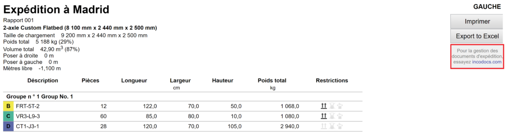 Partenariat avec IncoDocs dans l'application EasyCargo sur le rapport final du plan de chargement