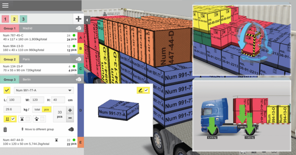 EasyCargo software for container and truck load planning