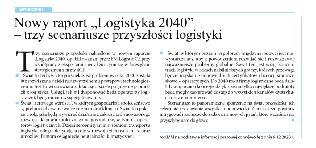 Raport “Logistyka 2040”