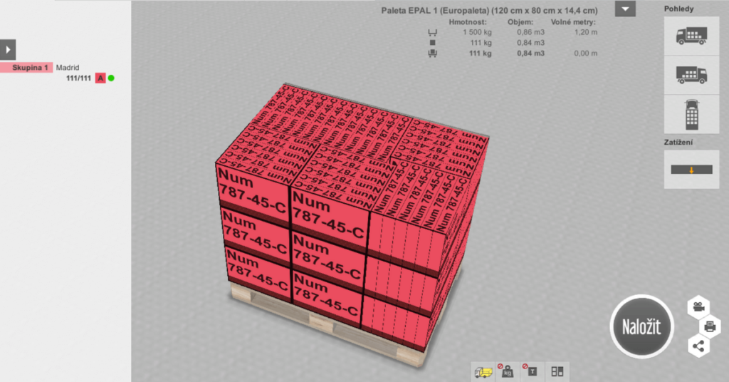 Paletizace v EasyCargu - software pro plánování nakládky na kamiony a kontejnery