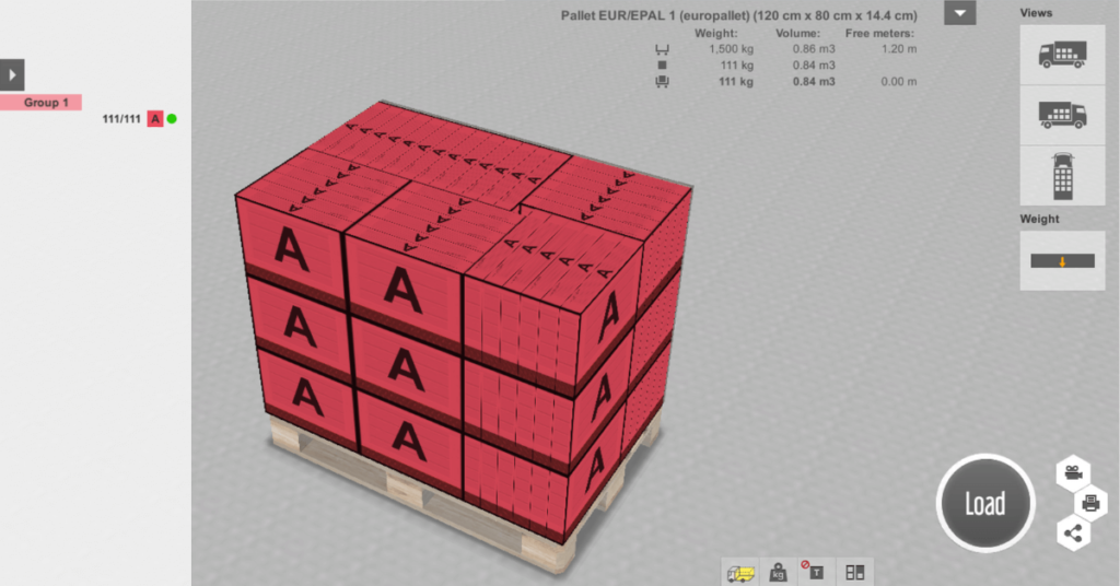 Palletization in EasyCargo loading software