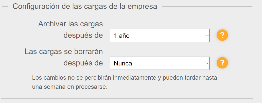 Configuración de las cargas de la empresa