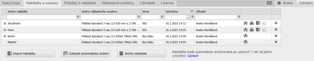 Nakládky a sestavy