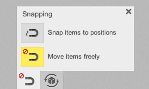Image showing where to find the item snapping settings in EasyCargo container stuffing software.