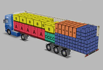 3D visualisation of a load plan on a semi-trailer in the load planning software EasyCargo
