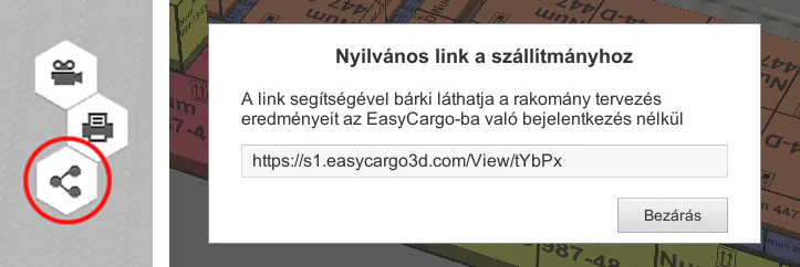 Nyilvános link a szállítmányhoz