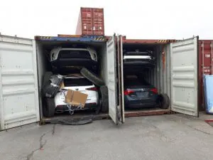 Two loaded car carrier containers - truck loading software
