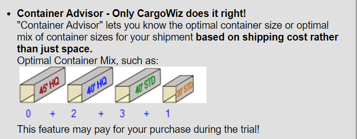 Cargowiz will even choose the best container for you!