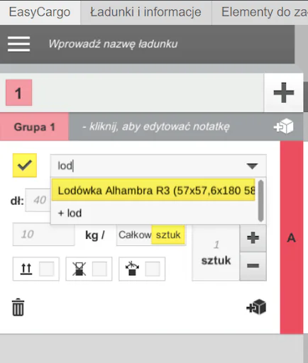 Jak dodać w aplikacji EasyCargo pozycje z bazy danych do gotowego planu załadunku?