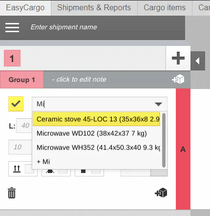 How to add the item from Cargo item database into the final load plan in EasyCargo stuffing software