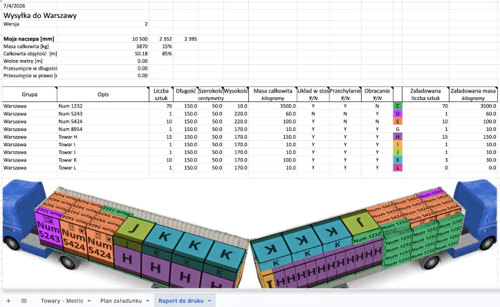 Raport do&nbsp;druku w formacie Excel