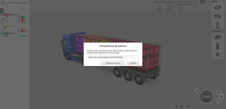 Link publiczny do&nbsp;planu załadunku