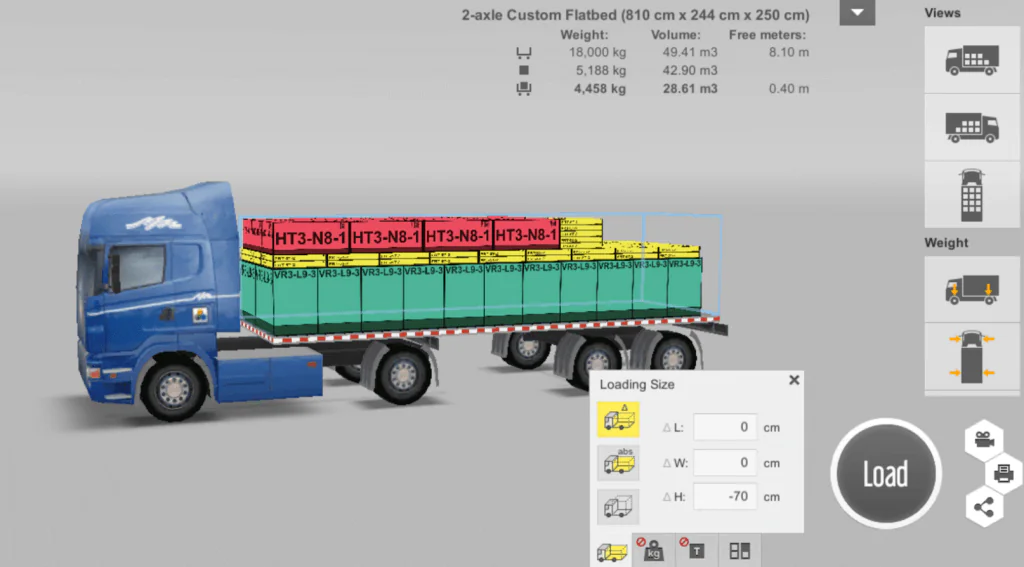 How to enforce loading into layers in EasyCargo loading calculator