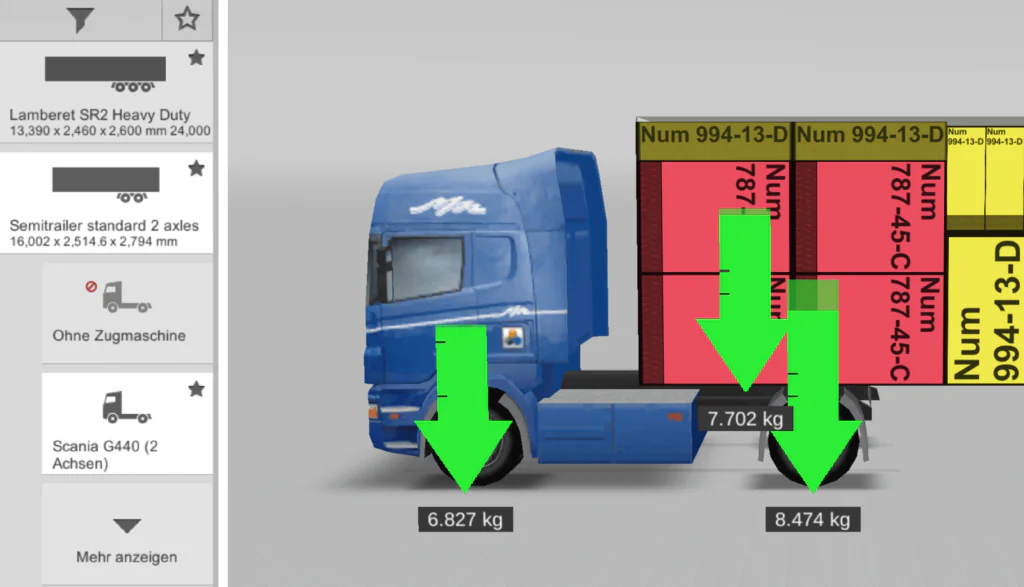 Setzen Sie eine Zugmaschine vor den Laderaum für eine optimale Lastberechnung