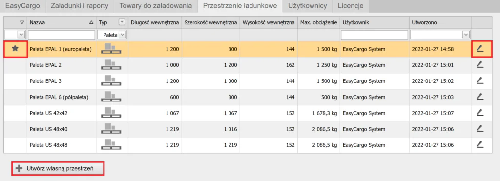 Paleta jako przestrzeń ładunkowa