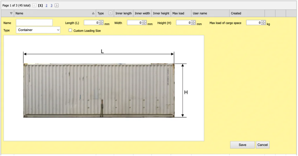 The feature of creating a&nbsp;custom cargo space in the EasyCargo app