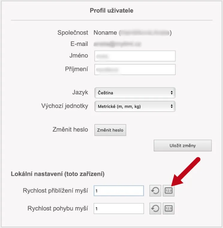 Profil uživatele zoom