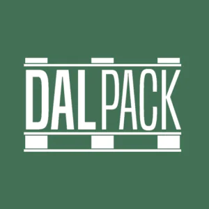 Logo firmy DAL-PACK specjalizującej się w pakowaniu przemysłowym i załadunku kontenerów