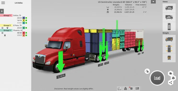 Checking the weight distribution on a&nbsp;semitrailer with a&nbsp;Peterbilt Sleeper Cab Truck attached