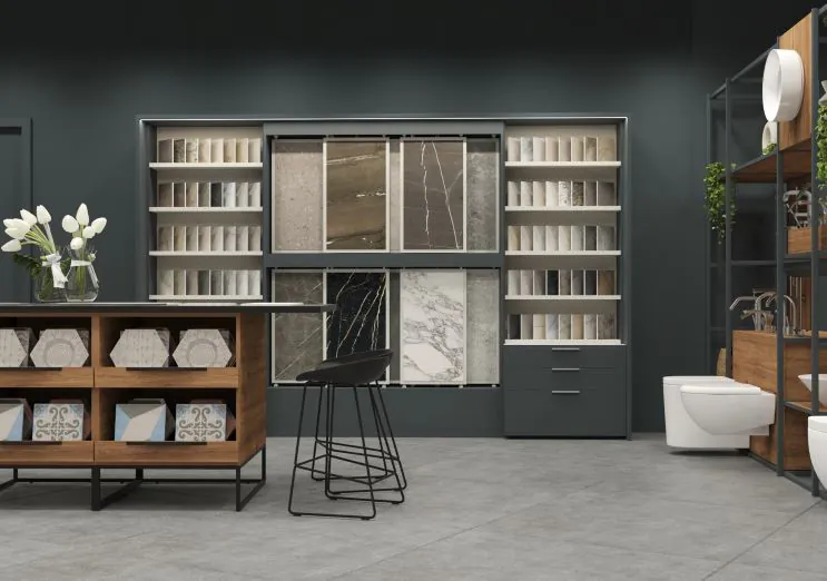 Una de las salas de exposición de INCA en la que se&nbsp;muestran azulejos de pequeño formato